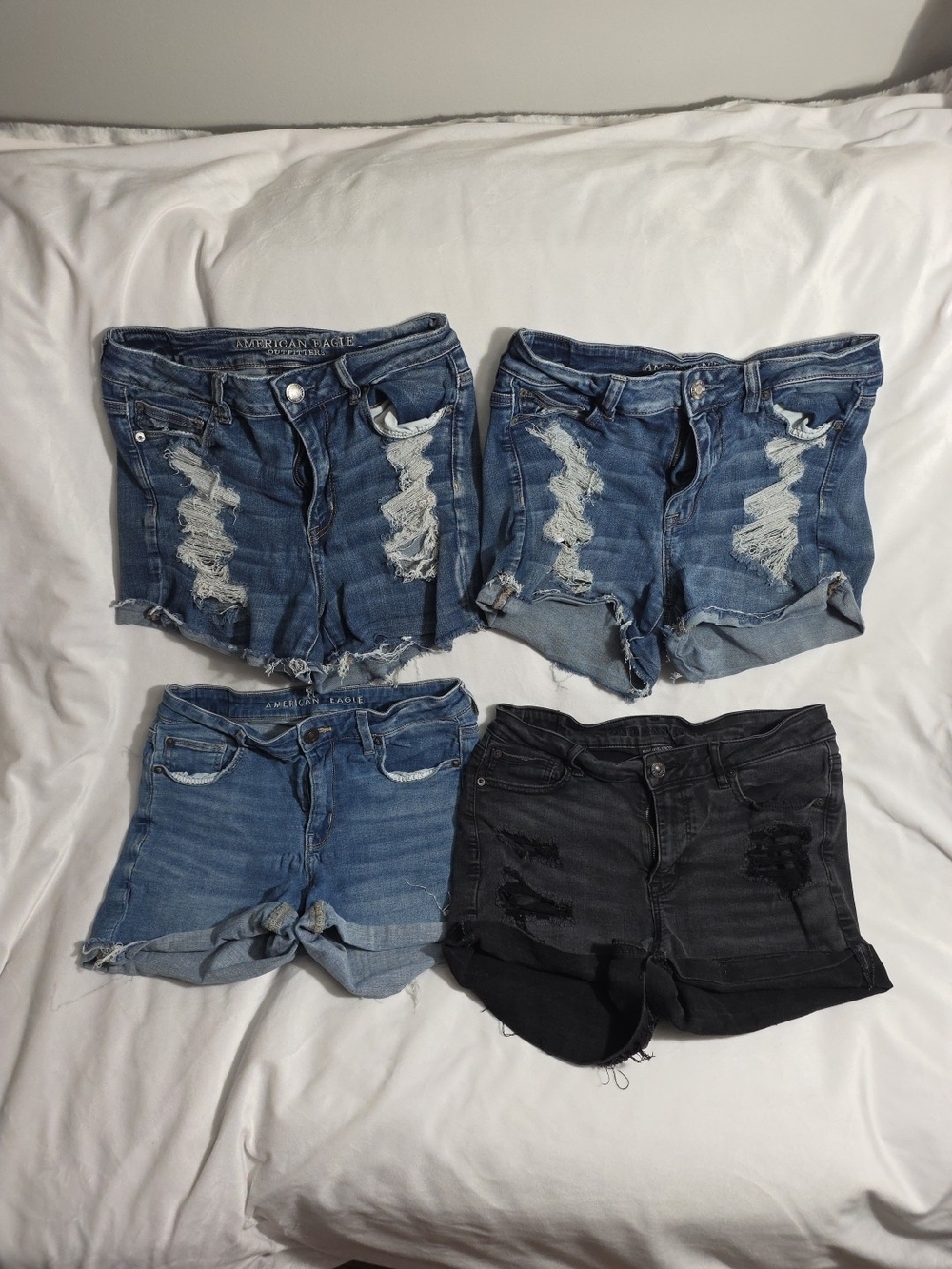 Lot Of 4 American Eagle Outfitters Distressed Denim Shorts - Blue and Black